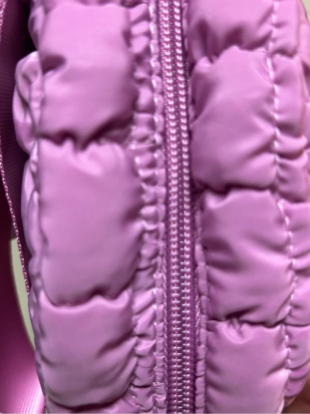 No Boundaries Lilac Quilted Puffer Crossbody Bag